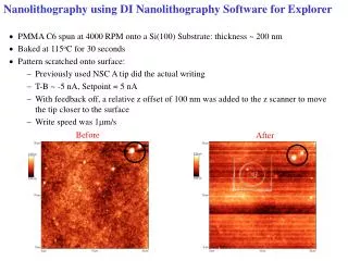 Nanolithography using DI Nanolithography Software for Explorer