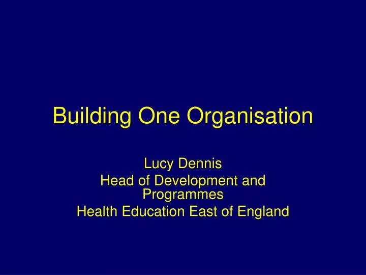 building one organisation