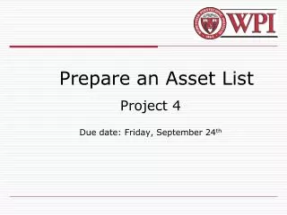 Prepare an Asset List