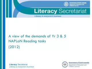 A view of the demands of Yr 3 &amp; 5 NAPLaN Reading tasks (2012)