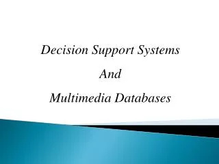 Decision Support Systems And Multimedia Databases