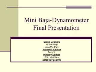 Mini Baja-Dynamometer Final Presentation