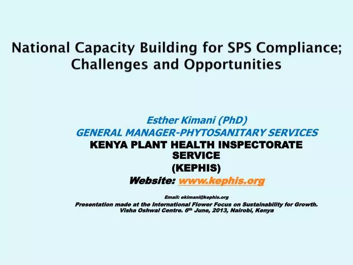 national capacity building for sps compliance challenges and opportunities