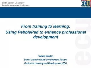 From training to learning: Using PebblePad to enhance professional development Pamela Basden