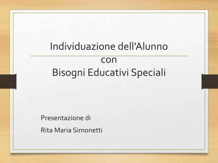 individuazione dell alunno con bisogni educativi speciali