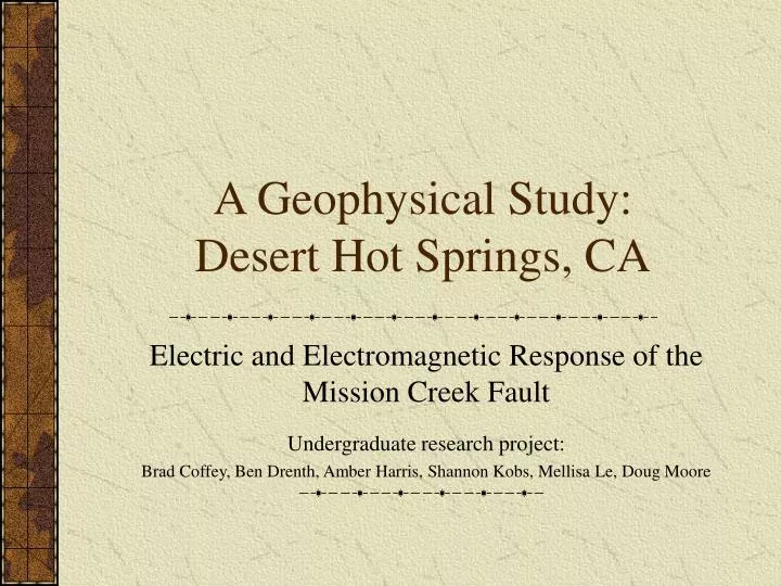 a geophysical study desert hot springs ca