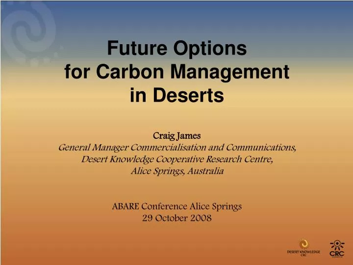 future options for carbon management in deserts