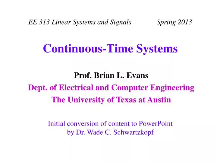 continuous time systems