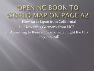 Open NC book to world map on page A2