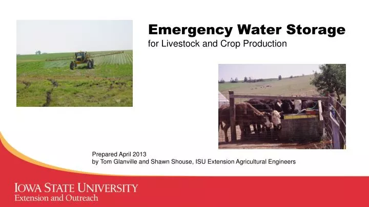 emergency water storage for livestock and crop production