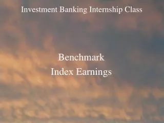 Investment Banking Internship Class