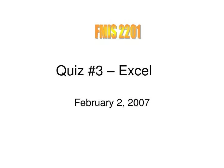 quiz 3 excel