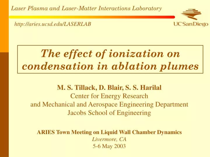 the effect of ionization on condensation in ablation plumes
