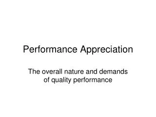 Performance Appreciation