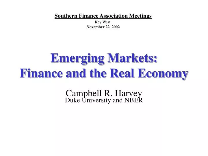 emerging markets finance and the real economy