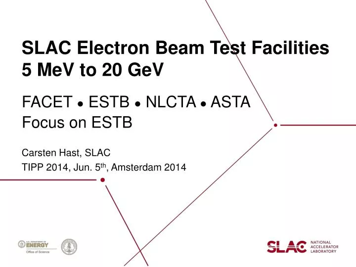 slac electron beam test facilities 5 mev to 20 gev
