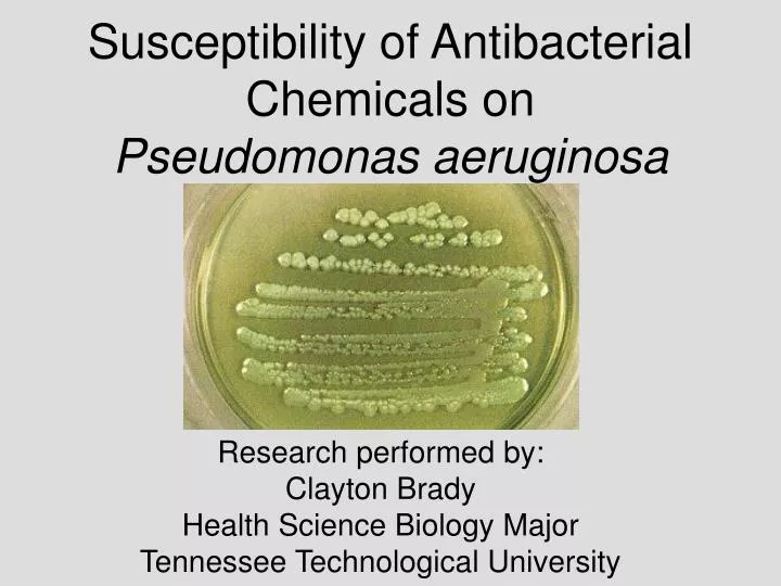 susceptibility of antibacterial chemicals on pseudomonas aeruginosa