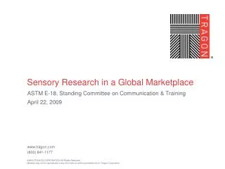 Sensory Research in a Global Marketplace