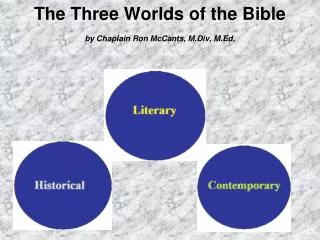 The Three Worlds of the Bible by Chaplain Ron McCants, M.Div, M.Ed.