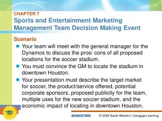 CHAPTER 7 Sports and Entertainment Marketing Management Team Decision Making Event