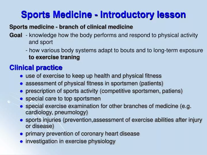 sports medicine introductory lesson