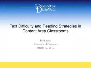 Text Difficulty and Reading Strategies in Content Area Classrooms