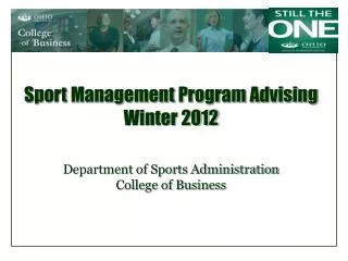 Sport Management Program Advising Winter 2012