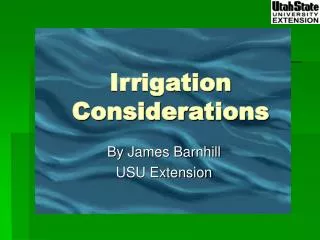 Irrigation Considerations