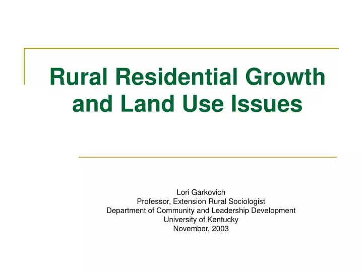 rural residential growth and land use issues