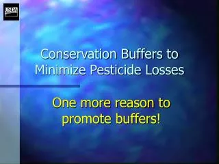 Conservation Buffers to Minimize Pesticide Losses