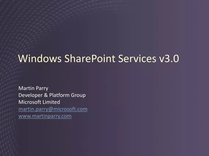 windows sharepoint services v3 0