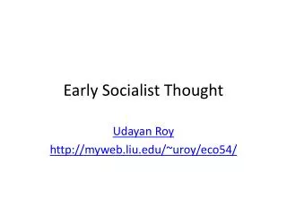 Early Socialist Thought