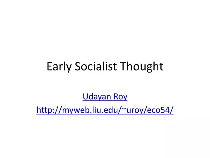 early socialist thought