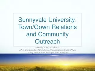 Sunnyvale University: Town/Gown Relations and Community Outreach