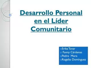 desarrollo personal en el l der comunitario