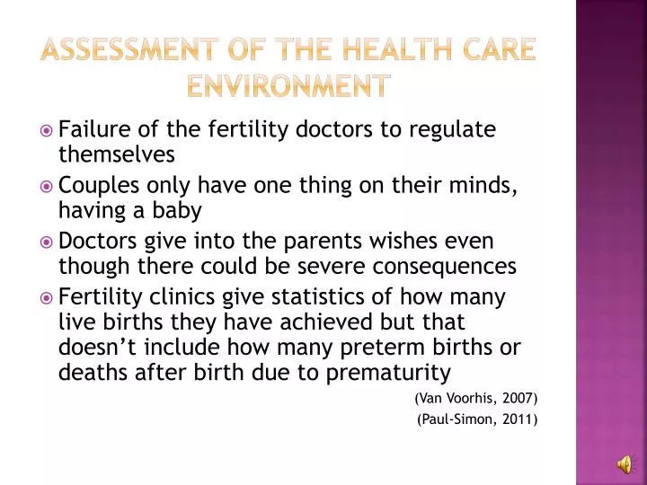 assessment of the health care environment