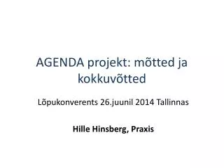 agenda projekt m tted ja kokkuv tted