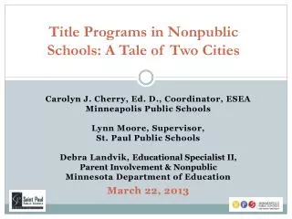Title Programs in Nonpublic Schools: A Tale of Two Cities