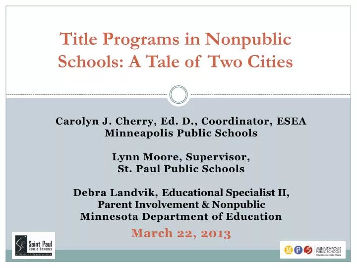 title programs in nonpublic schools a tale of two cities