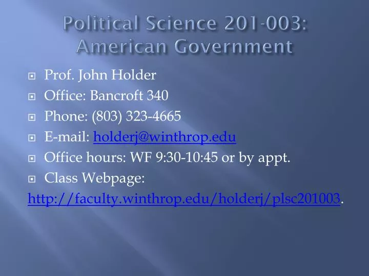 political science 201 003 american government