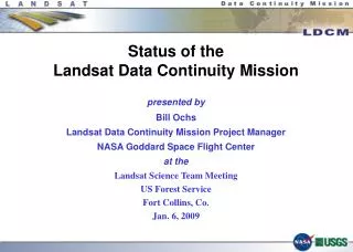 Status of the Landsat Data Continuity Mission