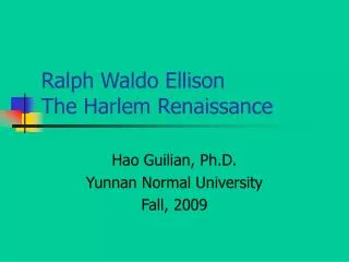 Ralph Waldo Ellison The Harlem Renaissance