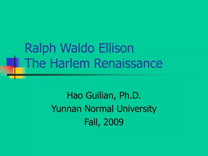 ralph waldo ellison the harlem renaissance