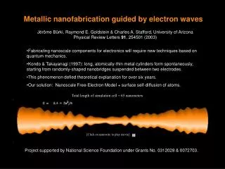 Metallic nanofabrication guided by electron waves