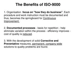 The Benefits of ISO-9000