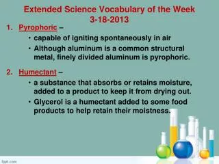Extended Science Vocabulary of the Week 3-18-2013