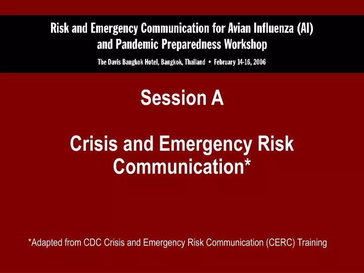 session a crisis and emergency risk communication