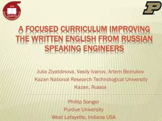A Focused Curriculum Improving the Written English from Russian Speaking Engineers
