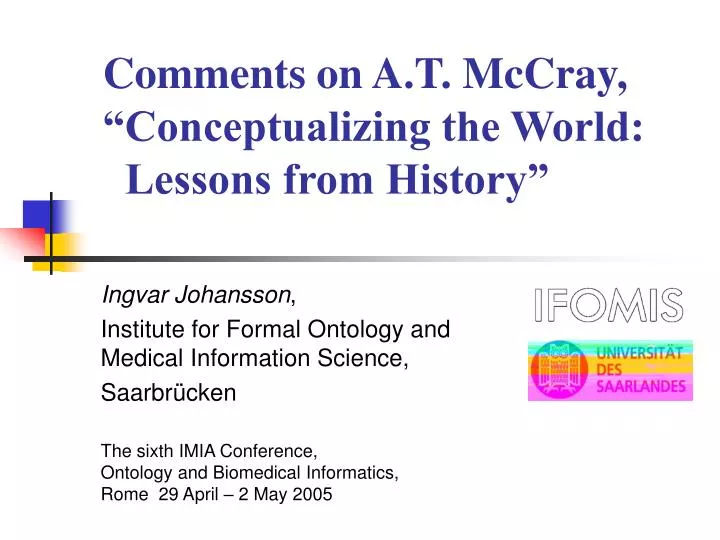 comments on a t mccray conceptualizing the world lessons from history