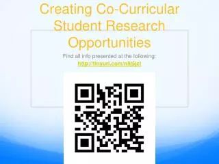 Creating Co-Curricular Student Research Opportunities